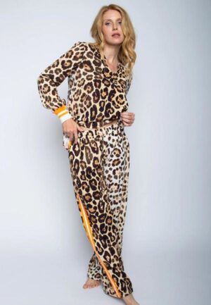 Emily van den Bergh Trouser leopard neon oranje bies
